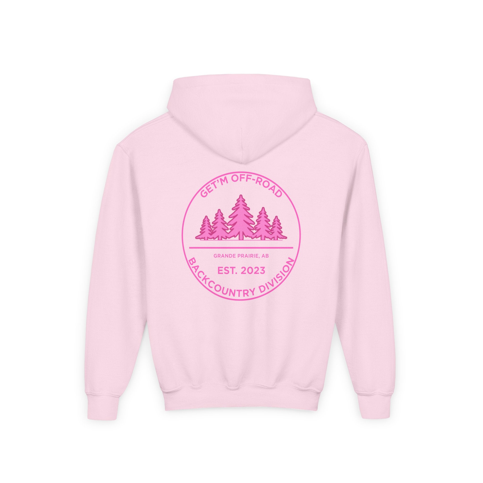 Youth Hoodie — Pink Backcountry Division